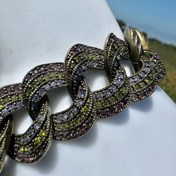 Heidi Daus Multicolor Swarovski Crystal Pavรฉ Link Bracelet - Picture 4 of 12